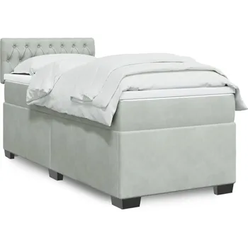 Postel Box spring postel s matrací světle šedá 90x200 cm samet Šedá3288516