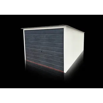 Přístřešek na auto Plechová garáž 3 x 5 m zadní spád, výklopná vrata imitace dřeva