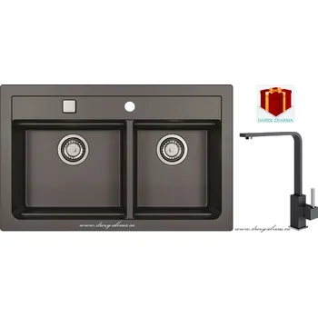 Granitový dřez Alveus SET dřez Atrox 50 + baterie Afra - 91 black + dárek (příborník, podložka na sušení nádobí nebo tekutý čistič)