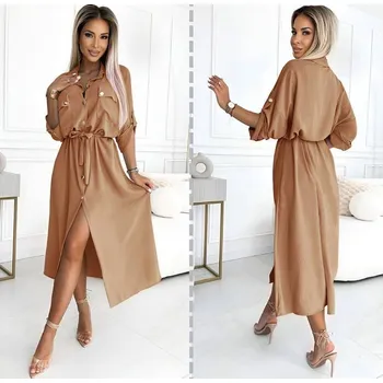 Dámské šaty Košilové šaty RADO hnědé Velikost: UNI: XS - L