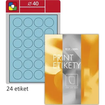 Samolepící etiketa Kulaté etikety S&K Label - modré, průměr 40 mm, 2400 ks