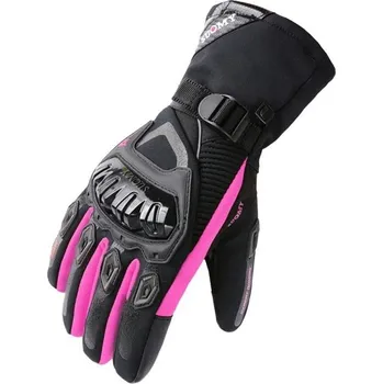 Moto rukavice Dámské zimní motocyklové rukavice růžové a fialové Teplé nepromokavé jezdecké rukavice Strečová tkanina Terénní sportovní závody růžová S