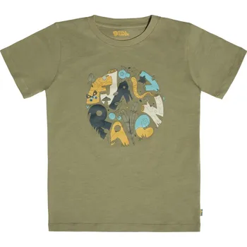 Pánské tričko tričko dětské FJÄLLRÄVEN Kids Forest Findings T-shirt Light Olive - 110