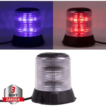 Maják Robustní modro-červený LED maják, černý hliník, 96W, ECE R10 - wl405fixdualBR