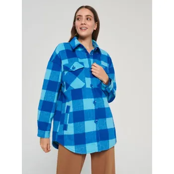 Dámská móda Sinsay - Košilová bunda se směsí vlny - světle modrá - 3141F-50X - 3141F-50X-M