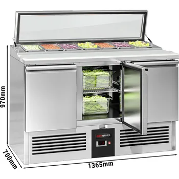 Lednice G.Gastro Saladette - 3 dveře - 7x GN 1/3 - skleněný kryt