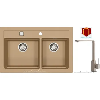 Granitový dřez Alveus SET dřez Atrox 50 + baterie Afra - 55 beige + dárek (příborník, podložka na sušení nádobí nebo tekutý čistič)