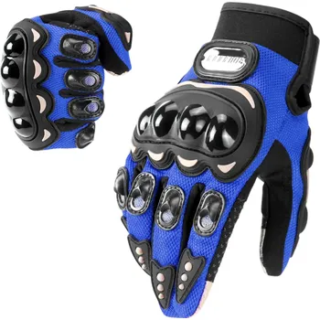 Moto rukavice Motocyklové sportovní rukavice s tvrdou ochranou kloubů dotykové závodní prodyšné rukavice na motorku a kolo s protiskluzovými hroty modrá L