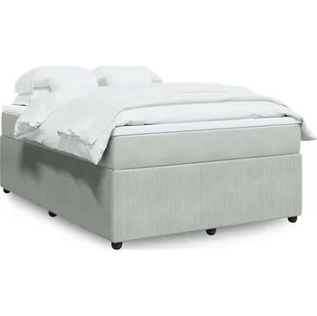 Postel vidaXL Box spring postel s matrací 160x200 cm samet [3285650] Barva: světle šedá