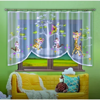 Dětská kusová záclona Zvířátka S řasící páskou F1 150x300