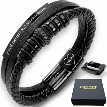 Náramek LECERTO PÁNSKÝ KOŽENÝ PLETENÝ NÁRAMEK S NASTAVITELNOU DÉLKOU 20,5-22 PREMIUM
