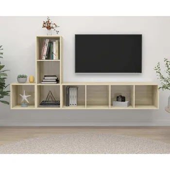 Obývací stěna vidaXL 3dílný set TV skříněk dřevotříska [3079833] Barva: dub sonoma