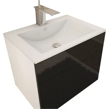 Koupelnový nábytek AKCE Bílá skříňka pod umyvadlo MASON BL13, černý vysoký lesk HG II. jakost