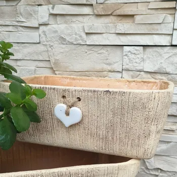 Keramický truhlík (květináč) - se srdíčkem - 25 cm varianta: s miskou