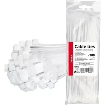 Organizace kabelů AMIO Stahovací pásky bílé 2,5 × 200 mm 100ks