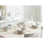 Sada 8 talířů bílá kamenina kaolinová reaktivní glazura ruční výroba kuchyně jídelna Beliani