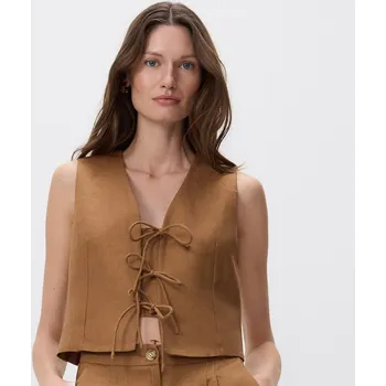 Reserved - Lněná vesta - zlatavá hnědá - YS771-82X - YS771-82X-M