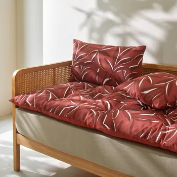 Povlak na dekorativní polštářek Blancheporte Dlouhý polštář na sezení s potiskem listů terakota 60x120 cm