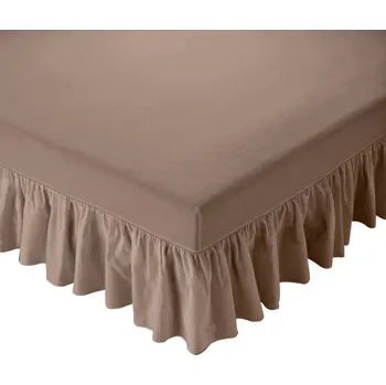 Chránič matrace Blancheporte Přehoz na matraci s volánem hnědošedá 140x190 cm