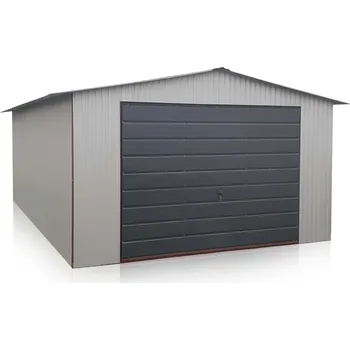 Přístřešek na auto Plechová garáž 4 x 5 m sedlová střecha šedobílá