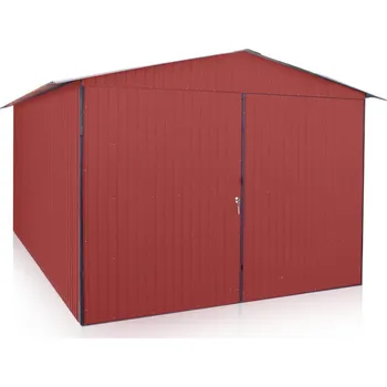 Přístřešek na auto Plechová garáž 3 x 5 m sedlová střecha, barva červená