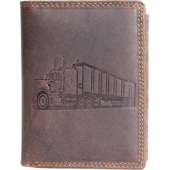 Peněženka Celá kožená peněženka s kamionem, s ochranou dat (RFID)