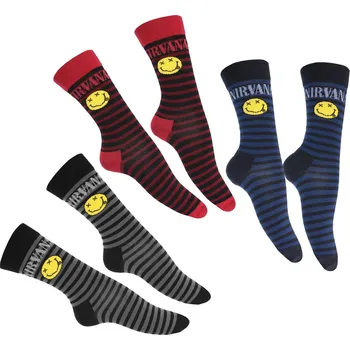 ponožky (set 3 páry) Nirvana - Happy Face Stripes - ROCK OFF