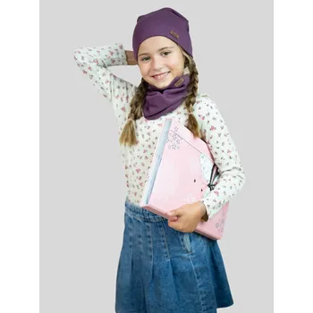 Čepice Doke Dětský set organic rib violet pro děti do 11 let