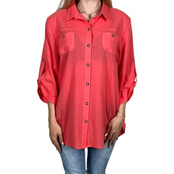 Dámská halenka New Collection Dámská halenka s dlouhým rukávem SARKA Barva: Růžová, Velikost: XL