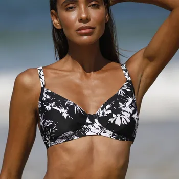 Dámské plavky Plavková vyztužená podprsenka s potiskem Tabika, s kosticemi potisk černá/bílá 75B