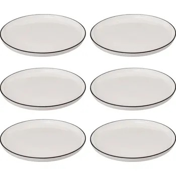 Talíř Secret de Gourmet Porcelánové jídelní talíře ALIX s černým okrajem, 6 ks × Ø 27 cm