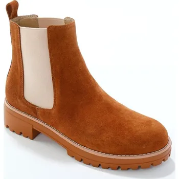 Dámské tenisky Kožené semišové boty chelsea s bočními pruženkami karamelová 41