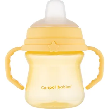 CANPOL BABIES hrneček se silikonovým pítkem FirstCup žlutý 150ml
