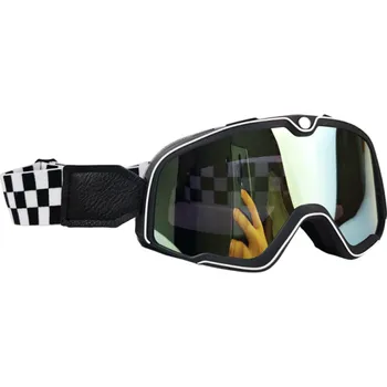 Motocyklové brýle Černé motocyklové brýle 20 x 9 cm UV ochrana PC zlaté sklo Vintage styl Brýle na motorku pro jízdu proti větru a prachu