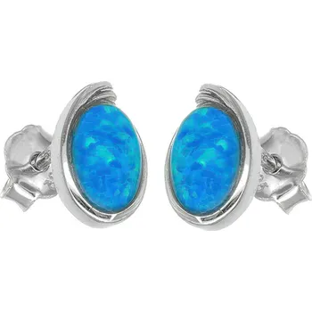 Náušnice Argento 66477 Stříbrné náušnice - modrý oválný syntetický opál