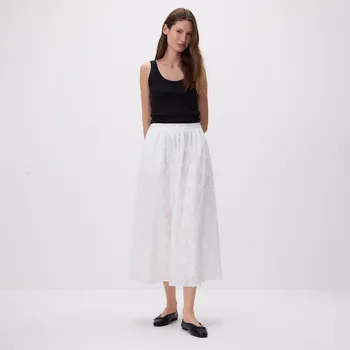 Dámská sukně Reserved - Midi sukně s výšivkou - bílá - YN710-00X - YN710-00X-L