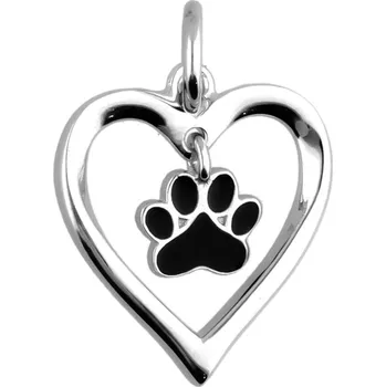 Přívěsek Argento 85858 Stříbrný přívěsek - labka, srdíčko, černá glazura