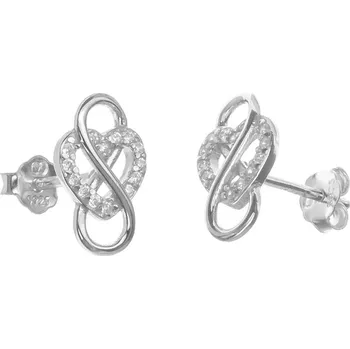 Náušnice Argento 66779 Stříbrné náušnice - srdíčka, nekonečno, čiré kulaté zirkony
