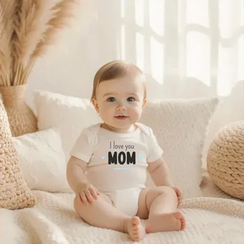 Body I LOVE YOU MOM - MODRÁ Barva: Bílá, Velikost: 62-68 (3-6 měsíců)