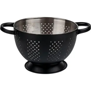 Kuchyňské náčiní Nerezový cedník s podstavcem a uchy TORO 22cm černý