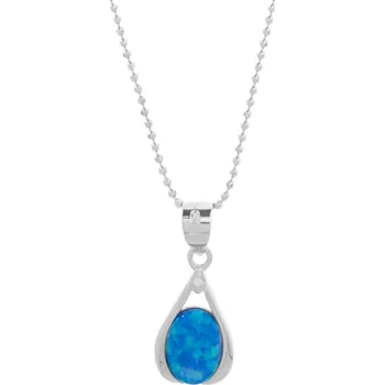 Náhrdelník Argento 91969 Stříbrný náhrdelník - modrý oválný syntetický opál, délka 43 až 46 cm