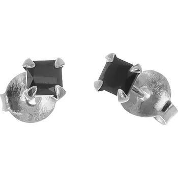 Náušnice Argento 67349 Stříbrné náušnice - černý zirkon ve tvaru čtverce, velikost 3 mm