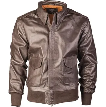 Pánská móda MIL-TEC bunda kožená US A2 s límcem HNĚDÁ