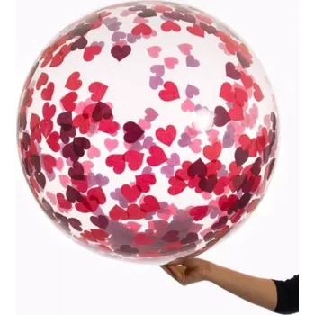 Balónek Balónek s konfetami srdce 45cm