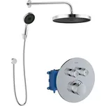 kielle Oudee Sprchový set s termostatickou baterií pod omítku, pro 2 spotřebiče, s příslušenstvím a tělesem, chrom