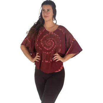 Dámské pončo Batikované letní pončo Spiral Burgundy, Sittar.cz UNI - POSLEDNÍ KUS!