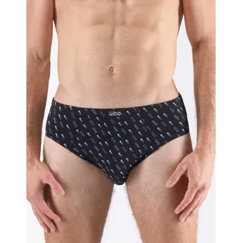 Slipy GINA pánské slipy nadměrné, šité, s potiskem 71129P - černá pomnenková - 66/68