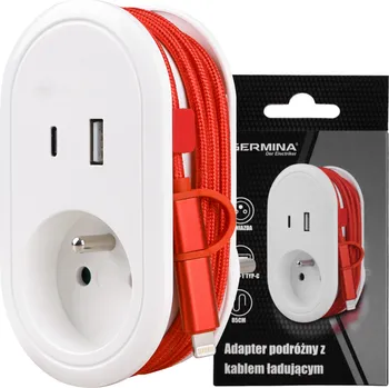 Elektrická zásuvka Berge Nástěnná nabíječka pro telefon s nabíjecím kabelem a zásuvkou 230V