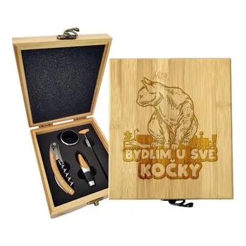 Víno Dárková sada na víno Bydlím u své kočky: 147×168×49 mm