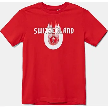 Dětské bavlněné tričko adidas Performance SWITZERLAND JZ9002 červená 29X, vel. 128